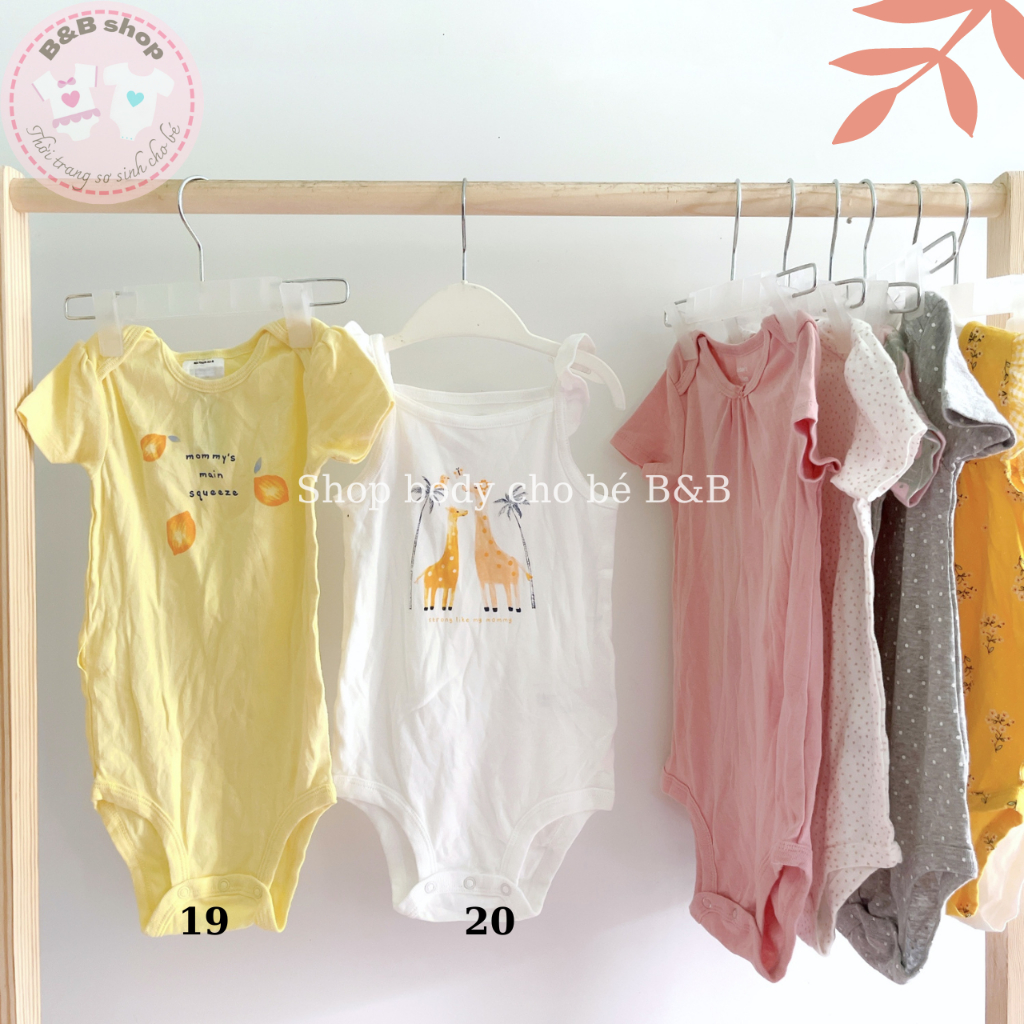 (Chọn mẫu 18-24m) Body chip xuất dư Cambodia chất cotton cho bé sơ sinh và bé trai bé gái, bodysuit Carter cho bé