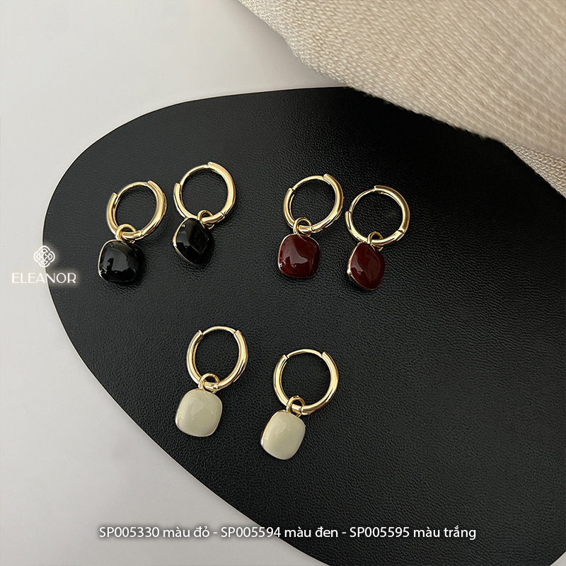 Bông tai nữ chuôi bạc 925 Eleanor Accessories hình vuông bo góc nhiều màu phụ kiện trang sức 5330