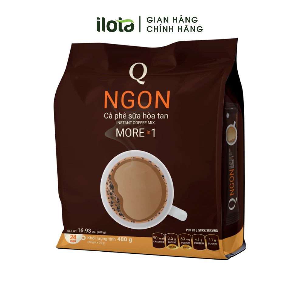 Combo 5 bịch cafe hoà tan sữa 3 in 1 NGON Trần Quang uống liền 24 gói