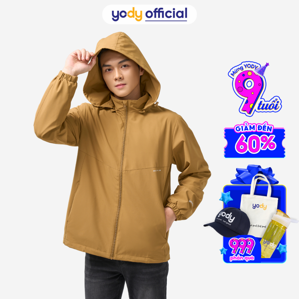 Áo gió thông minh nam YODY tiện lợi có túi gấp gọn cản nước cản gió - AKM5041