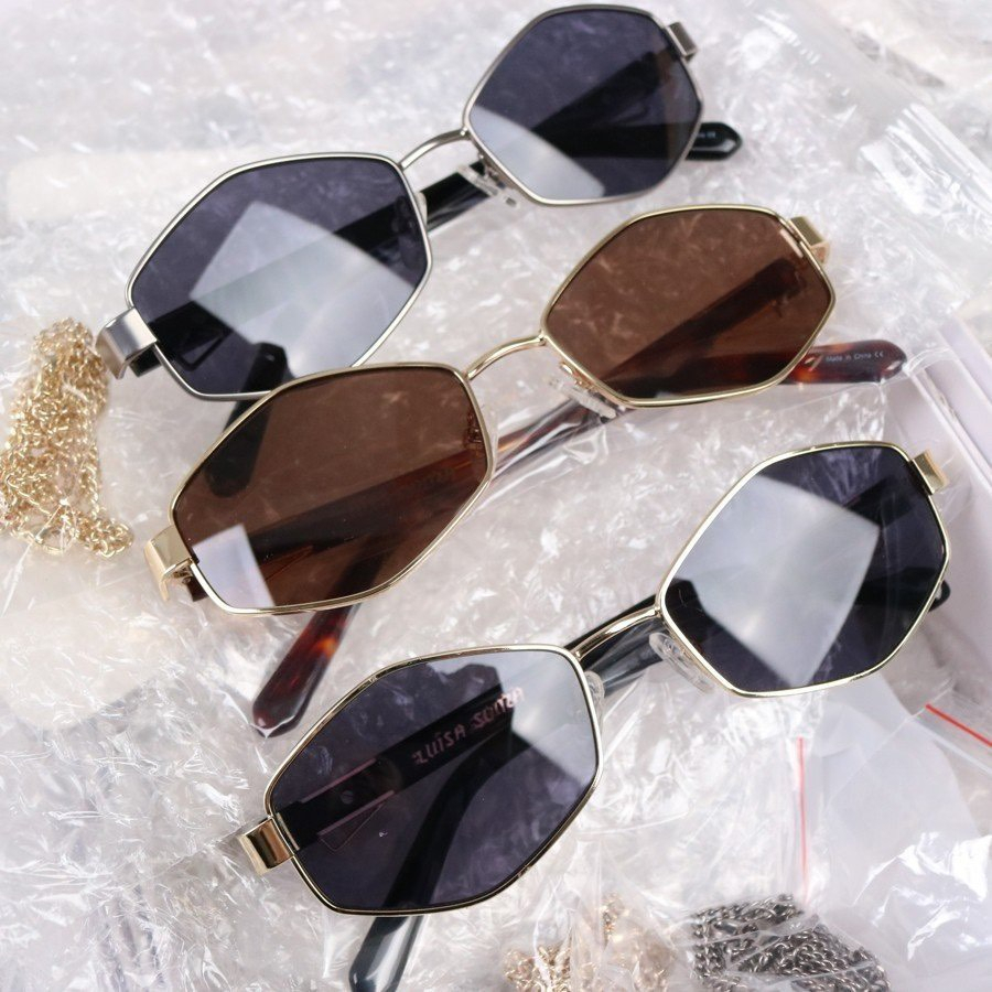 Kính mát hình lục giác phong cách Retro thời trang