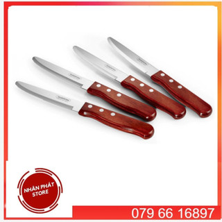 Dao nĩa ăn bò beefsteak cán gỗ nâu, đỏ tramontina jumbo polywood trda21115/075-095