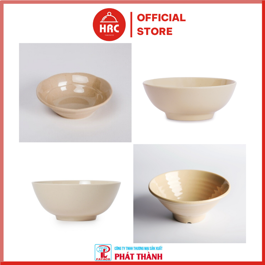 Bộ bát ăn cơm tô canh nhiều kích thước chất liệu nhựa Phíp Melamine Fataco - màu Nâu