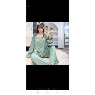 Đồ ngủ pijama nữ bánh bèo tay dài quần dài mặc ở nhà cao cấp