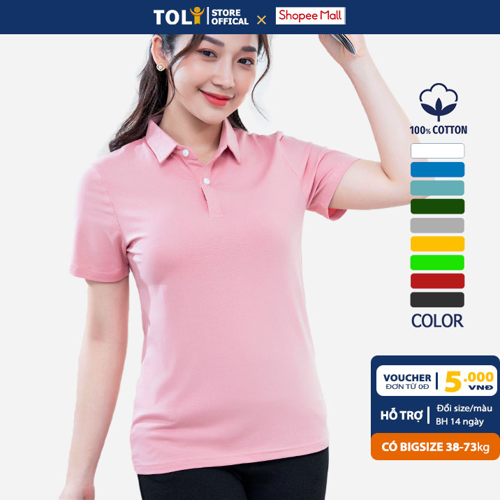 Áo Thun polo nữ TOLI có cổ sơ mi, dáng ôm nhẹ, vải Cotton mềm mịn,chính hãng cao cấp [TF26]