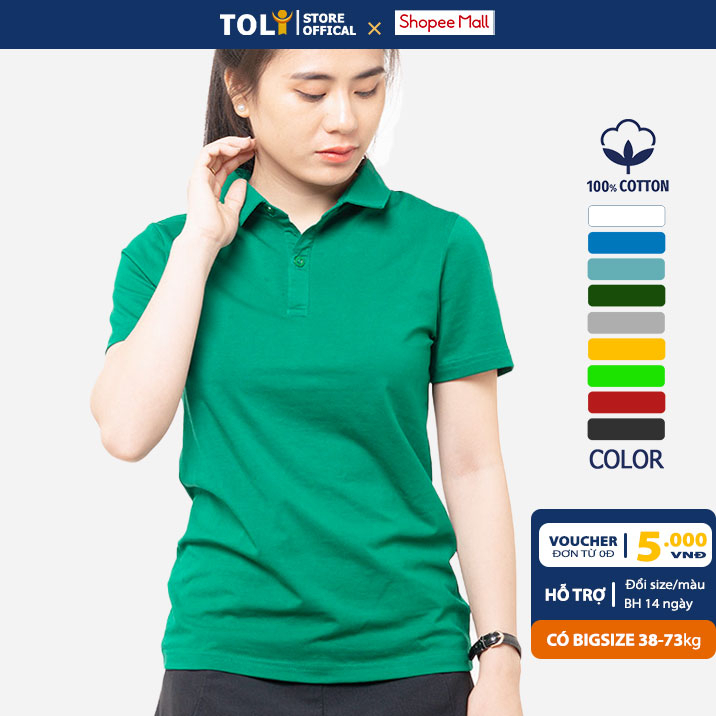 Áo Thun polo nữ TOLI có cổ sơ mi, dáng ôm nhẹ, vải Cotton mềm mịn,chính hãng cao cấp [TF08]