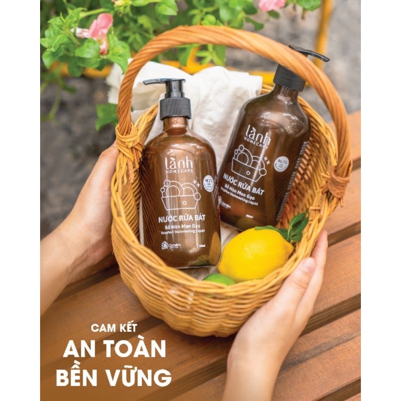 Combo Nước rửa tay + Nước rửa chén Bồ hòn Men gạo
