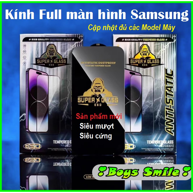 Kính Cường lực HD Full màn Amilum Super ESD Samsung A34 A54 A13 A23 A33 A51 A73 siêu mượt, siêu cứng