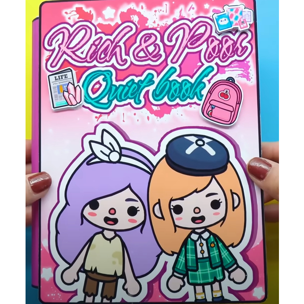 Toca Life World Quiet book - Ngôi nhà làm tóc của rich và poor, búp bê giấy - CandyHome Paper