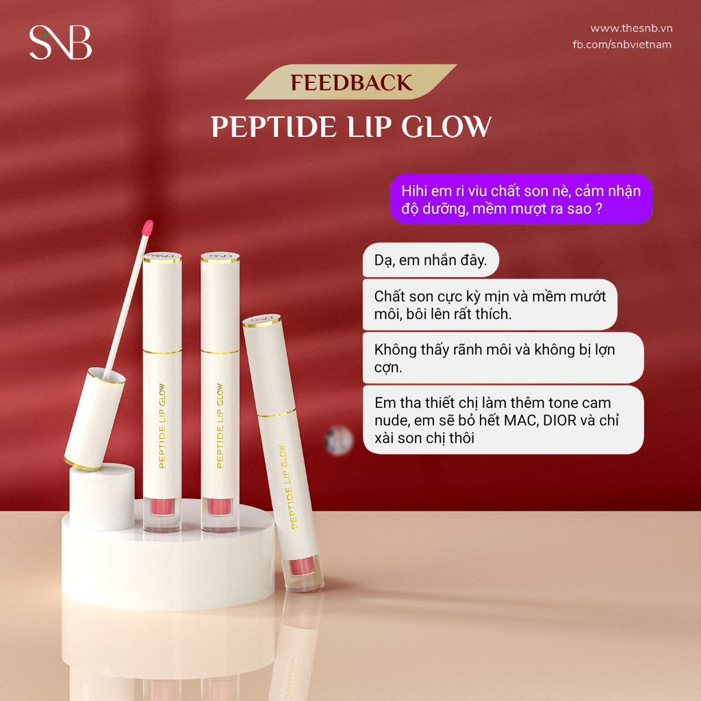 Son Dưỡng Môi Cung Cấp Vitamin Và Độ Ẩm SNB Peptide Lip Glow Màu Hồng