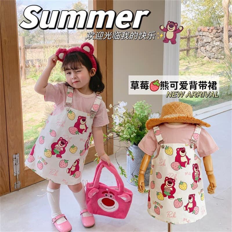 D1-Set yếm gấu Teddy bé gái 10-20kg