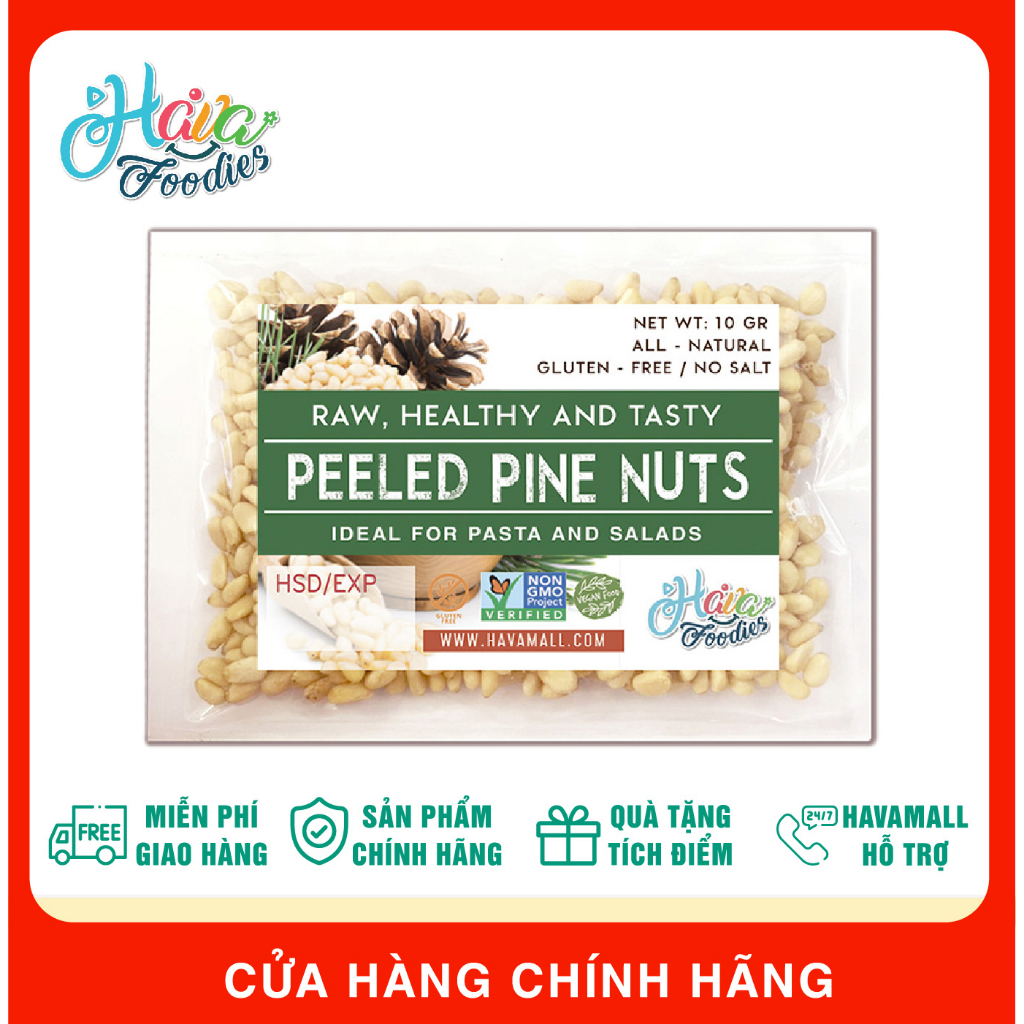 Hạt Thông Tách Vỏ Havafoodies Gói 10gr - Peeled Pine Nut