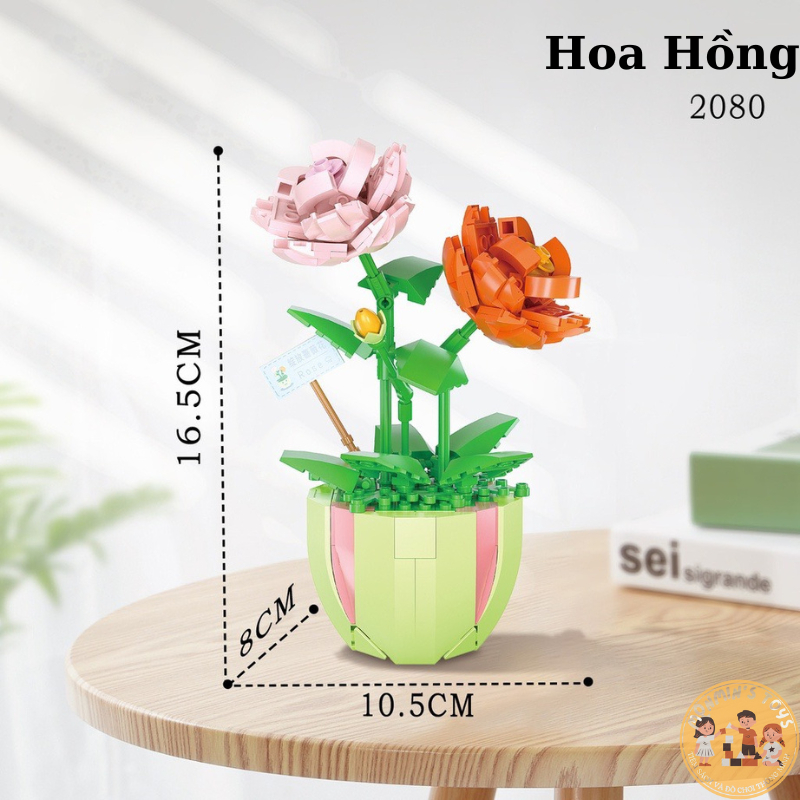Mô hình lắp ráp hoa trang trí, mô hình lắp ráp chậu hoa 3D, hoa sen, hoa hồng, Lắp ráp mô hình động vật