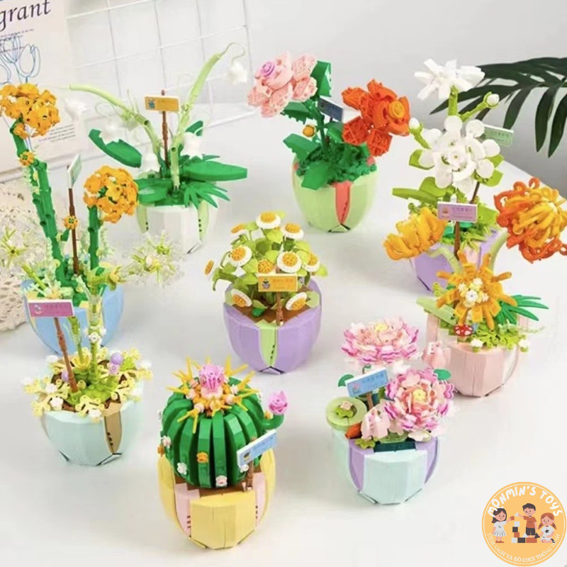 Mô hình lắp ráp hoa trang trí, mô hình lắp ráp chậu hoa 3D, hoa sen, hoa hồng, Lắp ráp mô hình động vật