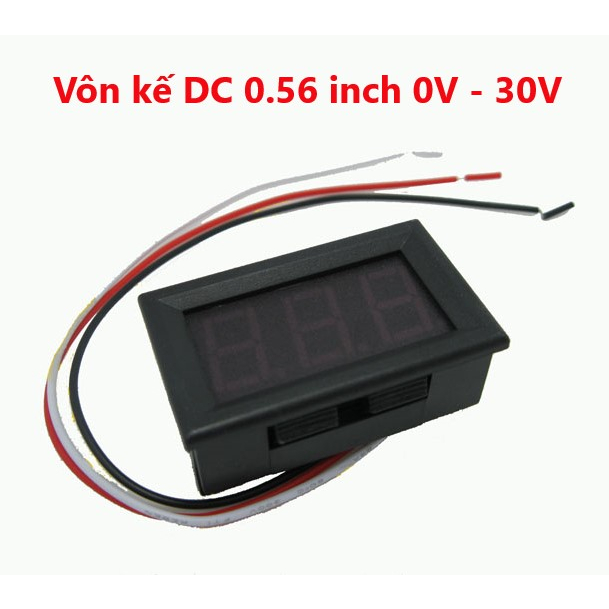 Đầu vôn kế DC 3 dây màu đỏ, Vôn kế kỹ thuật số LED 0,56 inch bảo vệ kế