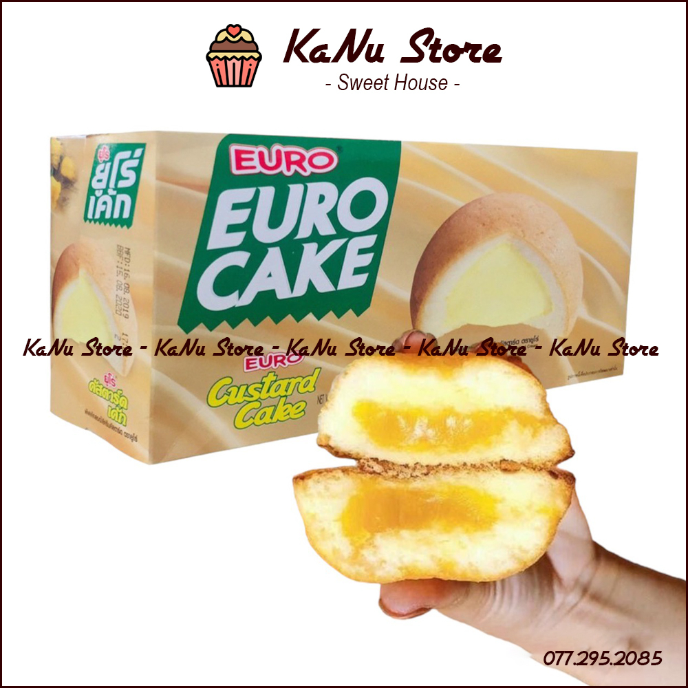 Hộp bánh trứng Euro Custard Cake Thái Lan 204g bánh bông lan ăn vặt thơm ngon mềm mịn siêu rẻ
