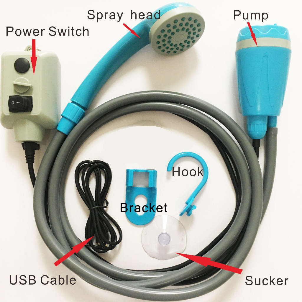 Vòi sen tắm bơm 12v di động cho xe hơi, vòi hoa sen dã ngoại, cắm trại, du lịch - Camping VietNam