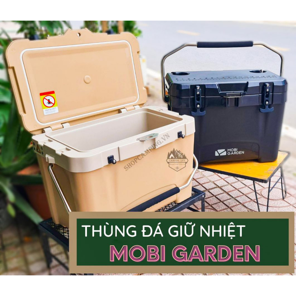 Thùng đá giữ nhiệt 25L MOBI GARDEN dành cho cắm trại dã ngoại (Hình thật shop chụp)