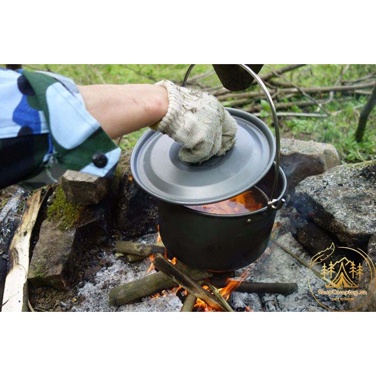 Nồi treo nhôm 4,2L dành cho 6-8 người, nồi lớn dã ngoại du lịch, cắm trại - Camping VietNam