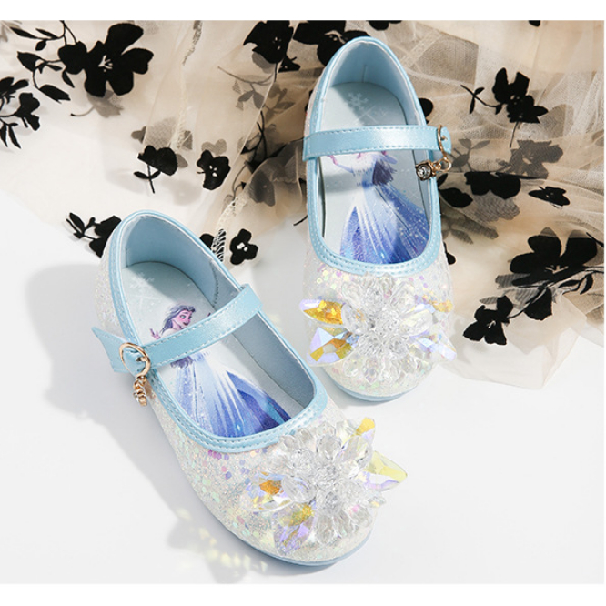 Giày búp bê công chúa Elsa cho bé 3-8 tuổi đính đá cao cấp mềm êm chân bé