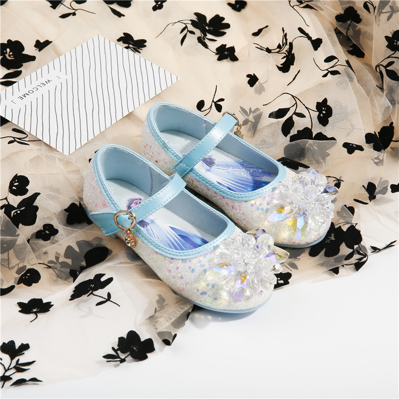 Giày búp bê công chúa Elsa cho bé 3-8 tuổi đính đá cao cấp mềm êm chân bé