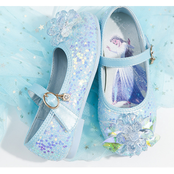 Giày búp bê công chúa Elsa cho bé 3-8 tuổi đính đá cao cấp mềm êm chân bé