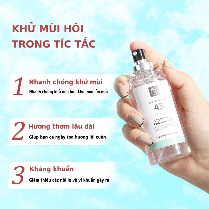 Xịt thơm quần áo, xịt khử mùi cơ thể, xịt thơm phòng DKY dung tích 80ml