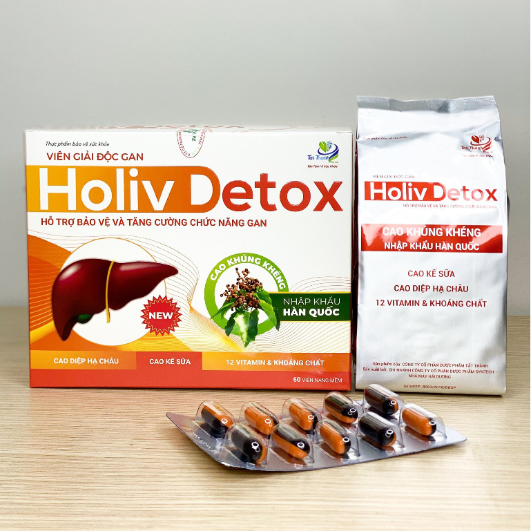 Viên giải độc gan Holiv Detox Tất Thành Pharma thanh lọc cơ thể 60 viên