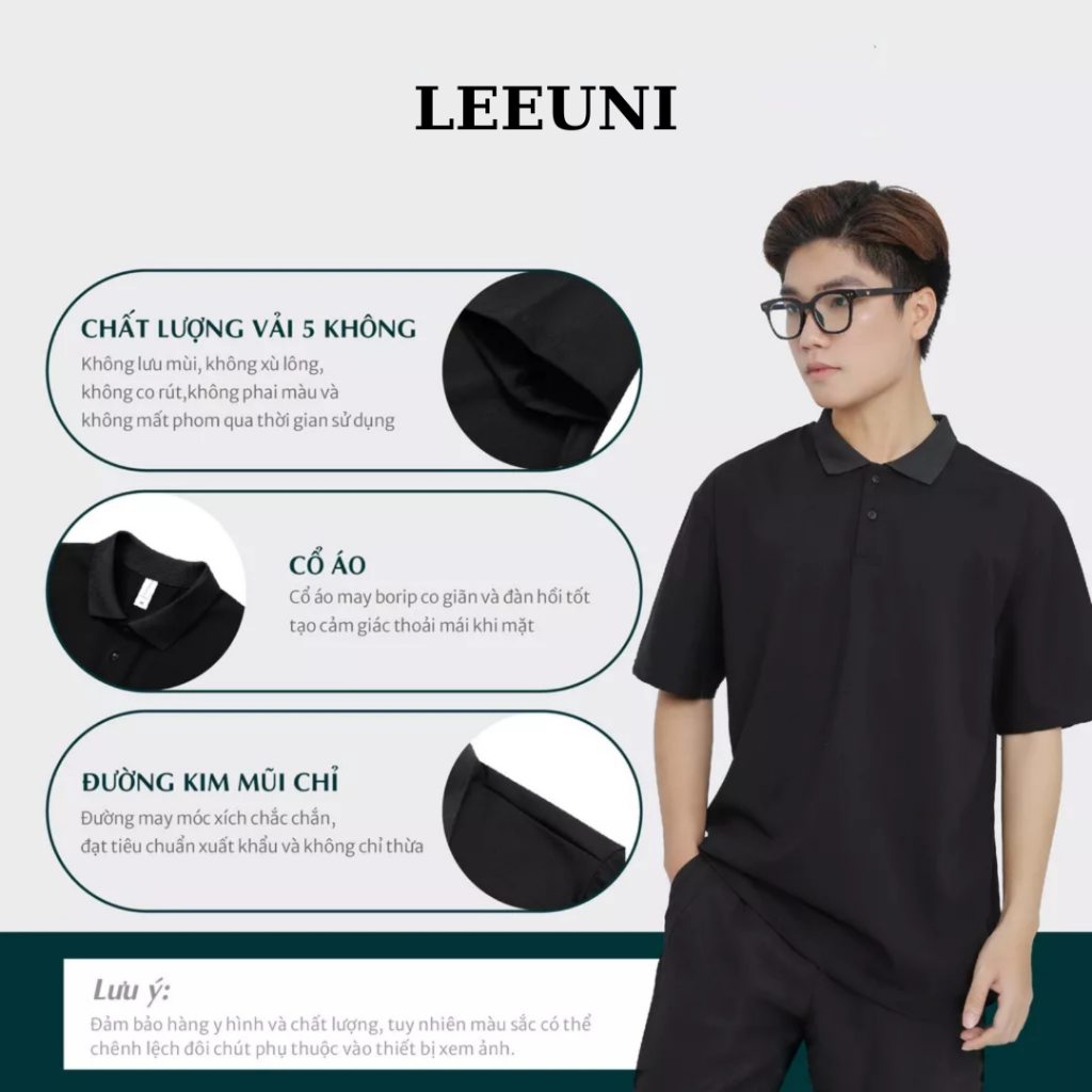 Áo polo trơn form rộng nam nữ, local brand LeeUni, phong cách unisex, chất vải cao cấp. co dãn 4 chiều APL01