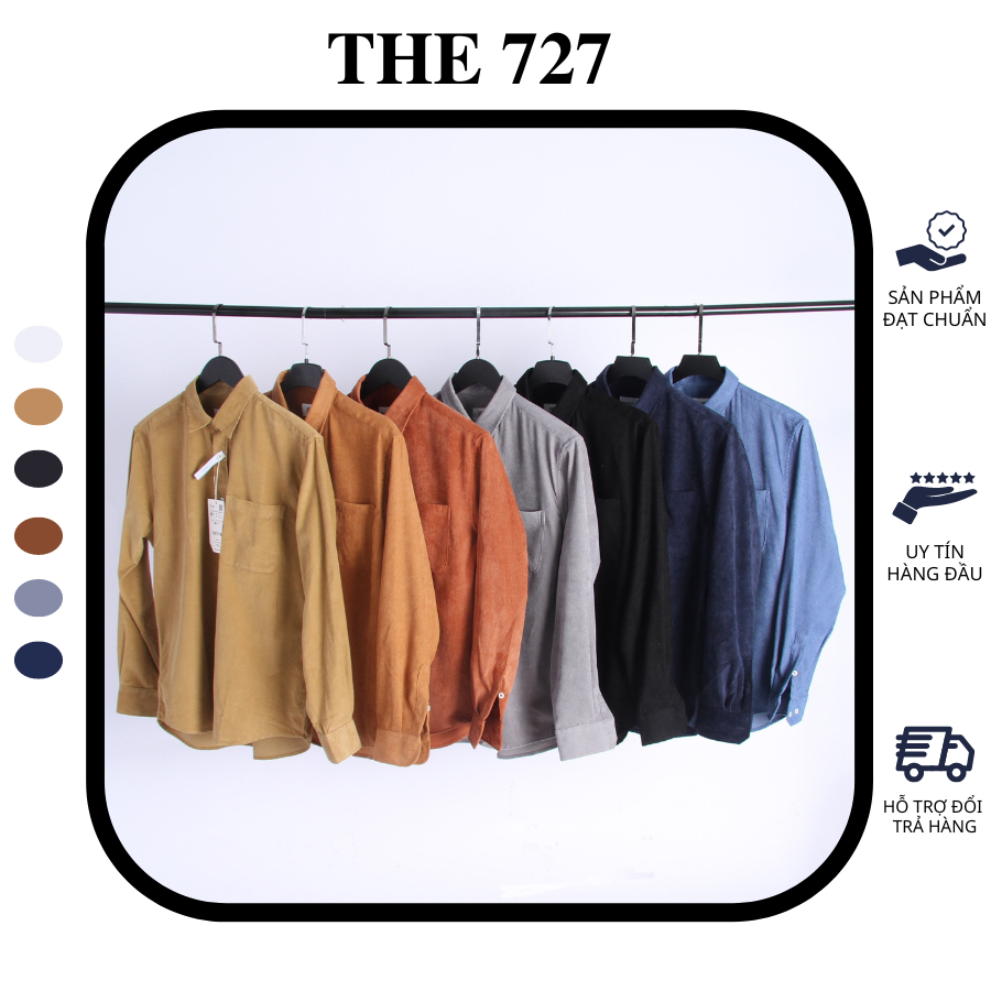 Áo sơ mi nhung tăm vitage nam cao cấp THE 727 new