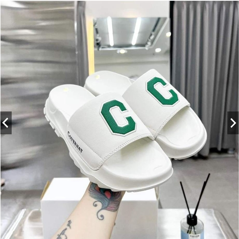 Dép Quai Ngang Nam Nữ Chữ C Quai Da Độn Đế 4cm Hottrend Mùa Hè 2023