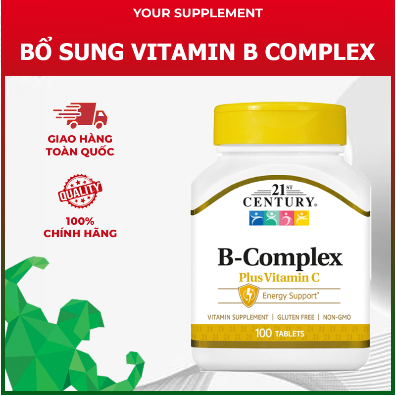 Bổ sung vitamin nhóm B, tăng cường sức khỏe, hạn chế lờ đờ uể oải B Complex 21st Century - 100 viên