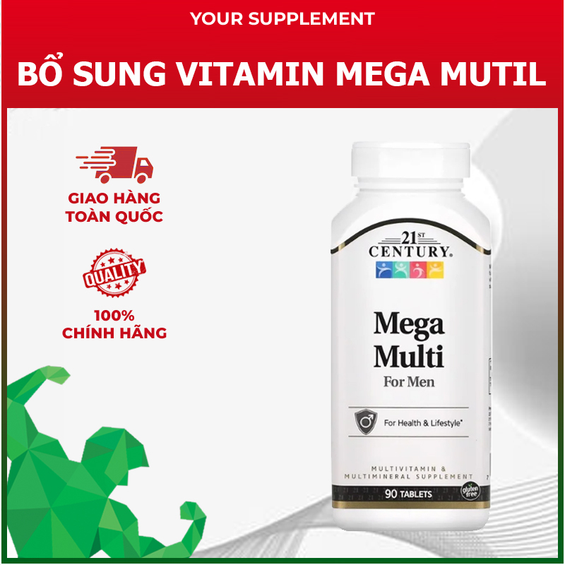 Siêu Vitamin tổng hợp, bổ sung đầy đủ vitamin, tăng cường sức khỏe, cải thiện vóc dáng Mega Multi For Men 90 viên