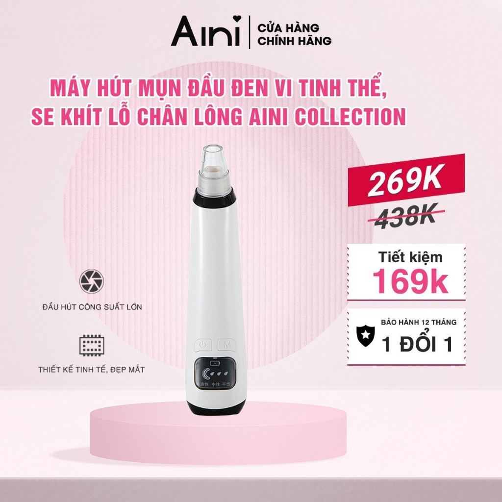 Máy hút mụn đầu đen vi tinh thể, se khít lỗ chân lông AINI COLLECTION - Hàng chính hãng Aini Việt Nam