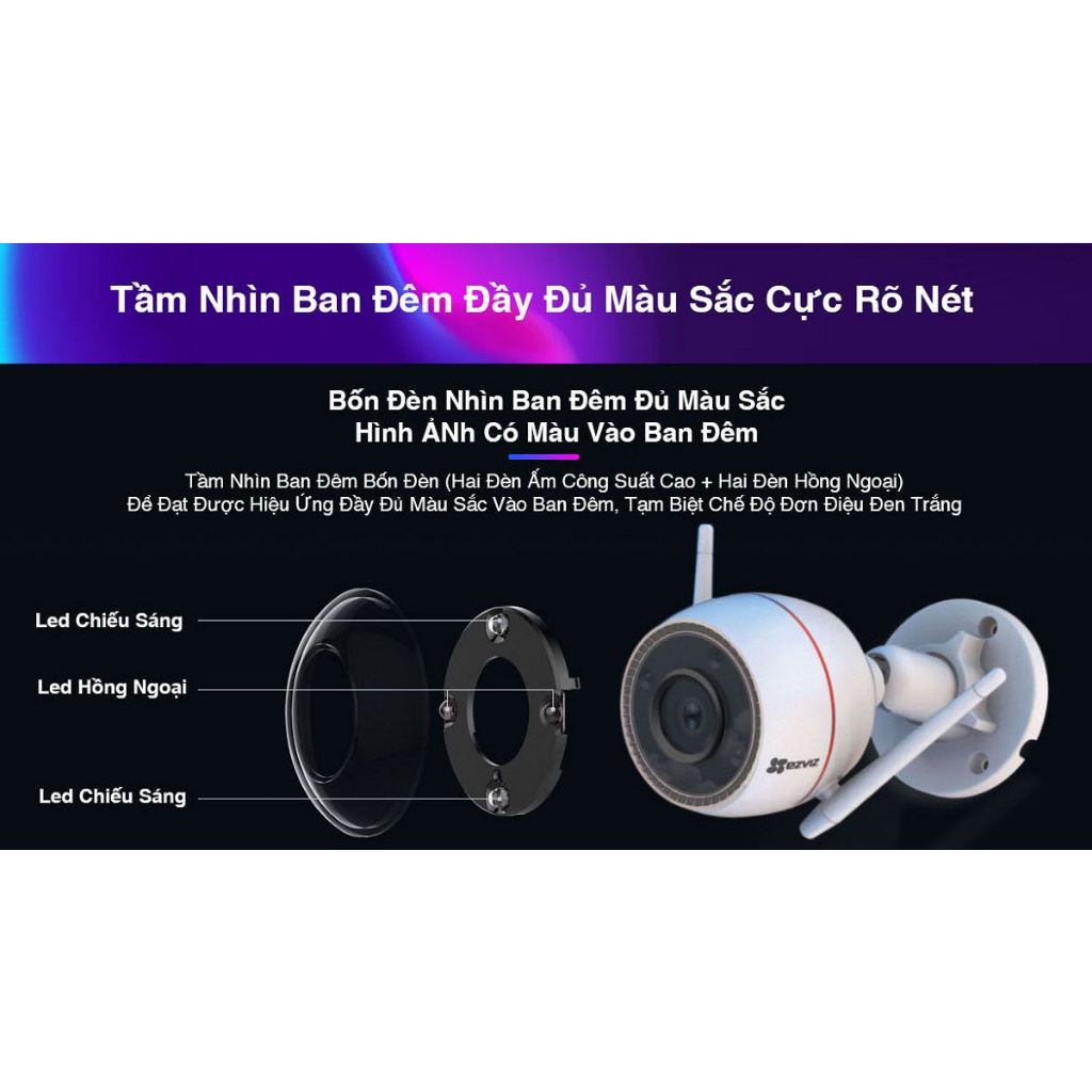 Camera Wifi Ezviz Ngoài Trời AI thông minh, màu ban đêm, H3C 4MP 2K - TRANGIATELECOM