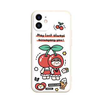 ốp điện thoại viền vuông mềm cô bé Cherry  Cho iPhone 14 13 12 11 Pro Max SE 2020 X XR XS 8 7 ip 6S 6 Plus eb22