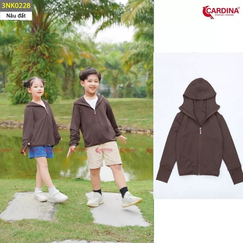 áo chống nắng cho bé 2 lớp CARDINA ,vải cool - air làm mát , khử mùi , thoáng khí - tặng kèm khẩu trang