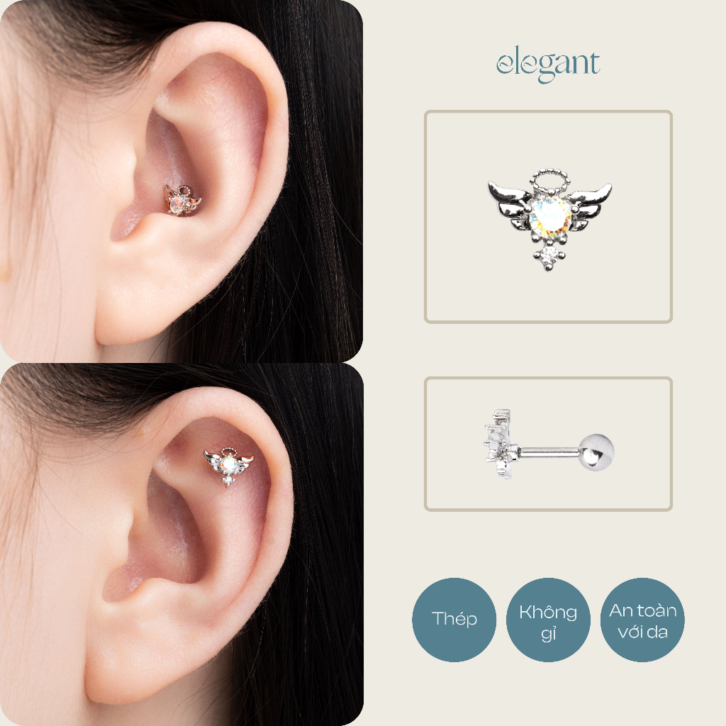 Khuyên tai đá màu CRYSTAL COLOR ANGEL Elegant