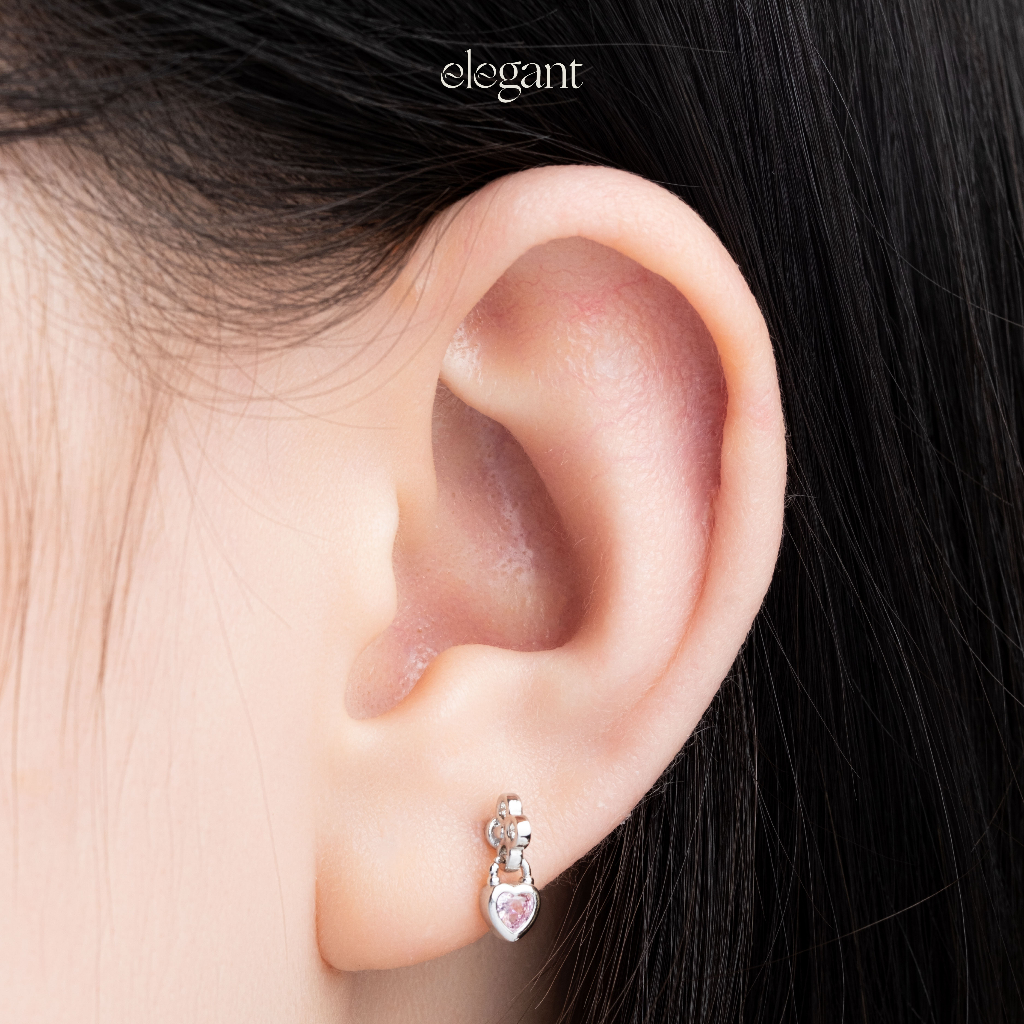 Khuyên tai đá thả  PINK LOVE KEY DROP Elegant