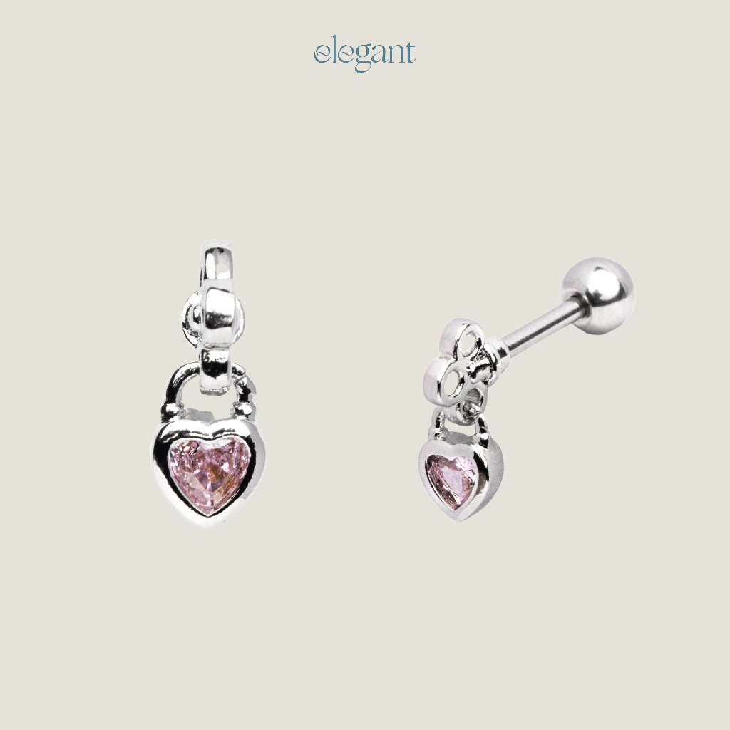 Khuyên tai đá thả  PINK LOVE KEY DROP Elegant