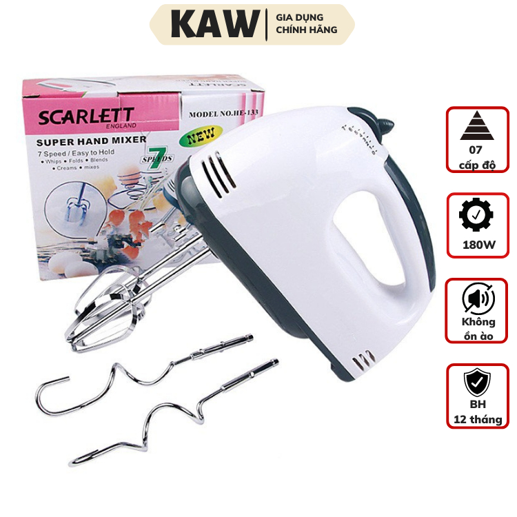 Máy Đánh Trứng Cầm Tay KAW-Scarlet 7 Tốc Độ, Công Suất 180W