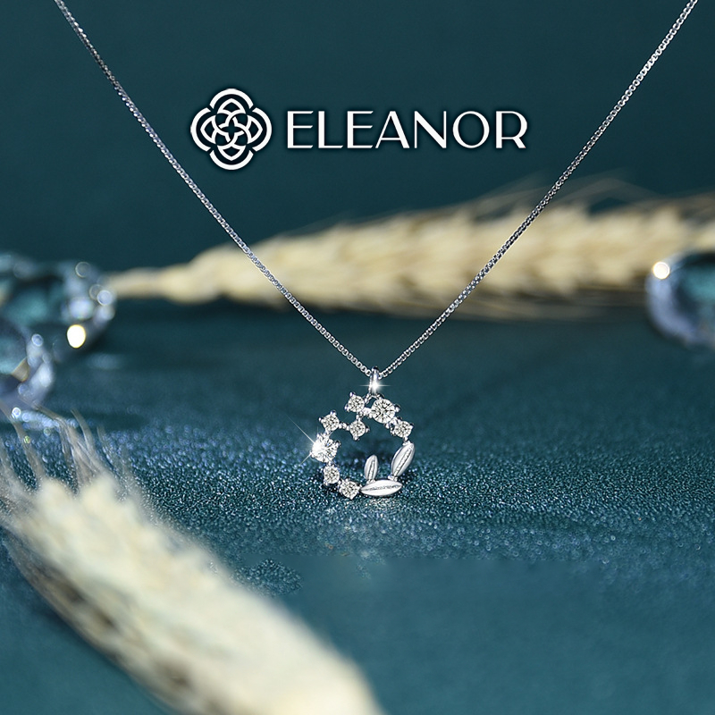 Dây chuyền nữ bạc 925 Eleanor Accessories mặt hình vòng tròn đính đá phụ kiện trang sức 5613