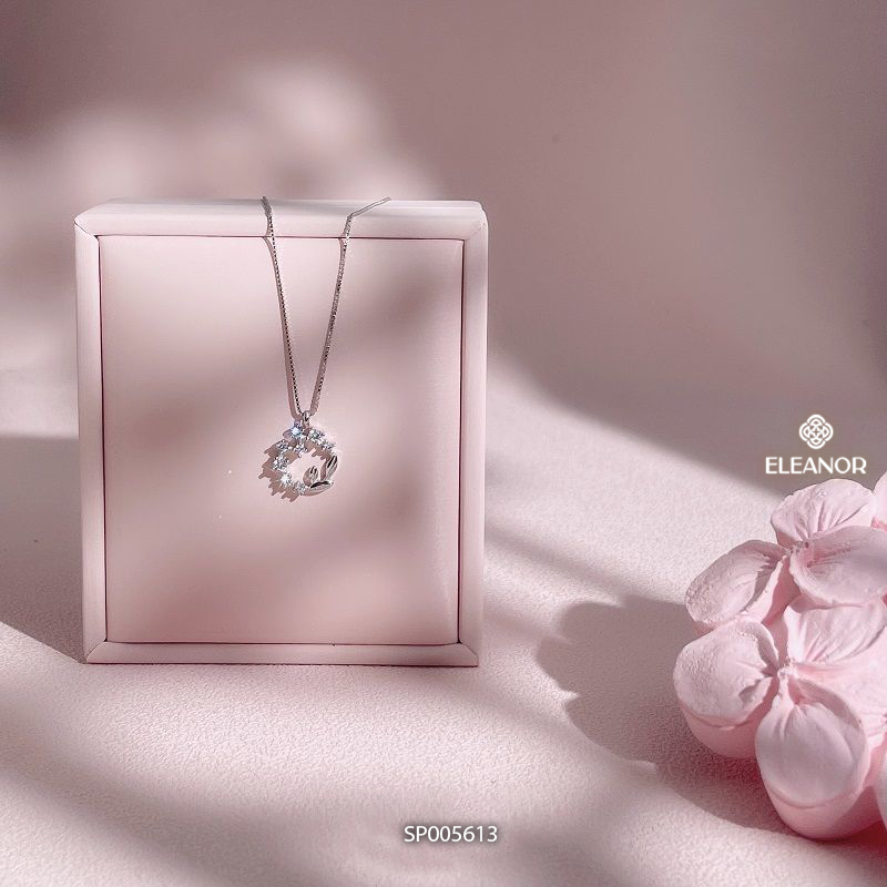 Dây chuyền nữ bạc 925 Eleanor Accessories mặt hình vòng tròn đính đá phụ kiện trang sức 5613