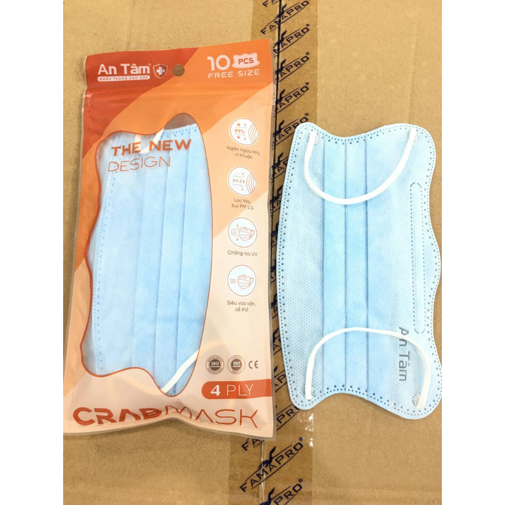Túi 10 Khẩu Trang Y Tế CrabMask An Tâm - Khẩu Trang KF94 - Khẩu Trang Cua