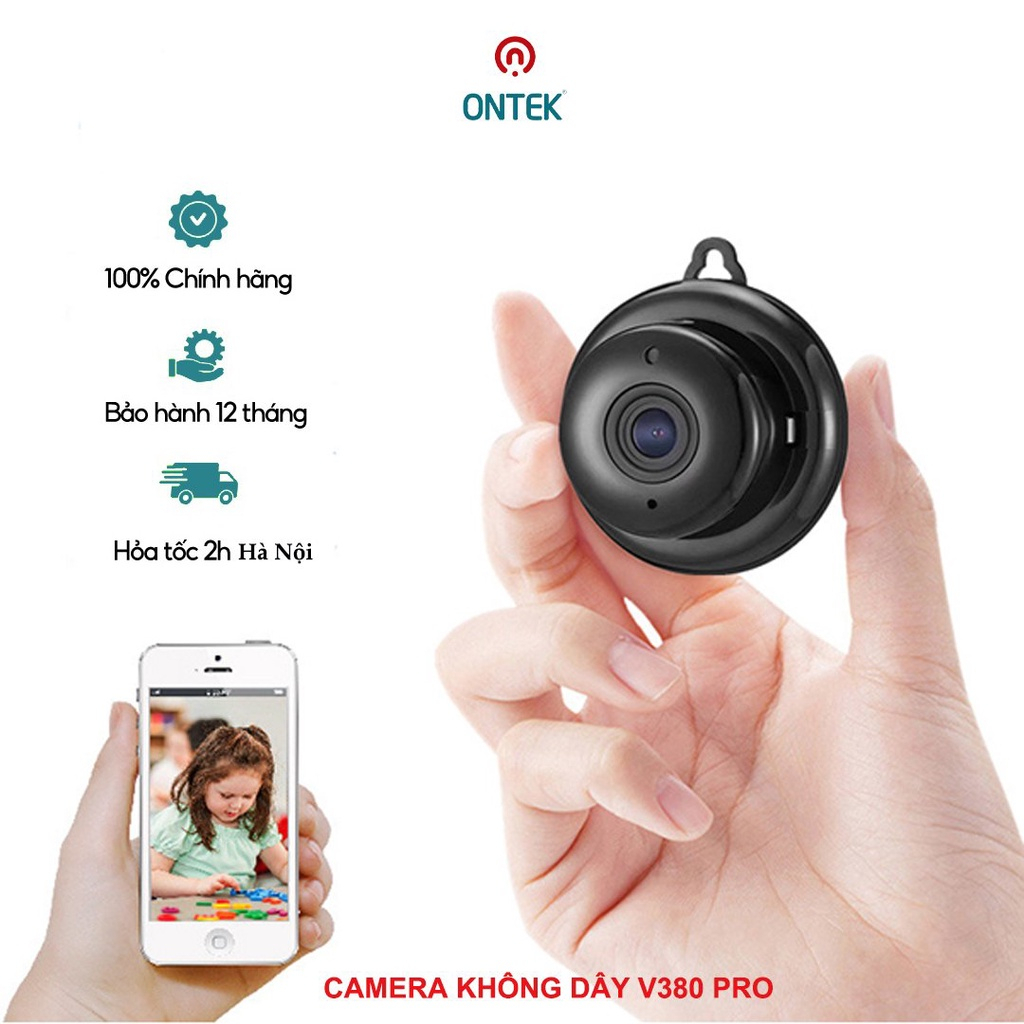 Camera wifi giám sát treo tường V380 ( cắm điện) - Có hồng ngoại đêm , đàm thoại 2 chiều tiện lợi- Dùng app V380 pro