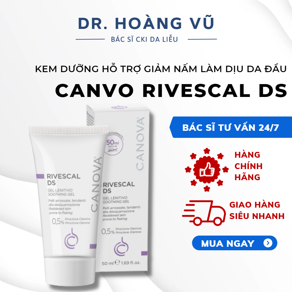 Kem dưỡng hỗ trợ giảm nấm làm dịu da đầu, giảm tiết bã nhờn Canova Rivescal DS Gel 50ml - Dr. Hoàng Vũ
