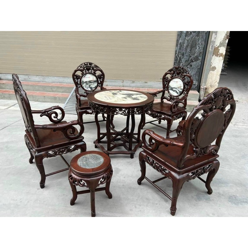 Bộ Bàn Ghế Trúc Dưa kê Phòng khách Gỗ Gụ Lào 7 món Hàng Kĩ