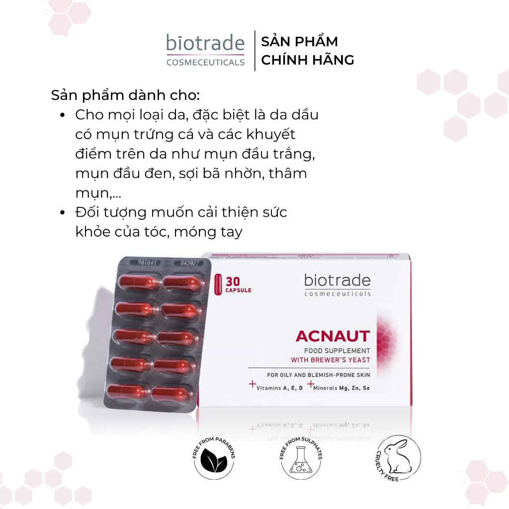 Viên uống dành cho da mụn Acnaut Food Supplement