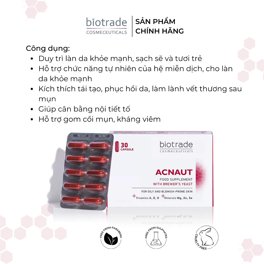Viên uống dành cho da mụn Acnaut Food Supplement