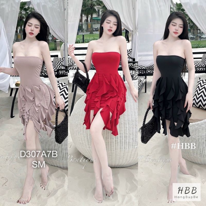 Đầm body tua dua cúp ngực mặc đi biển dự tiệc chất co dãn 3 màu chuẩn đẹp